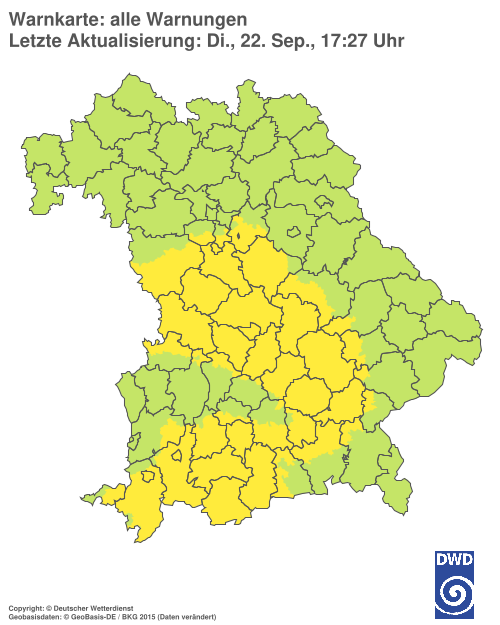 Aktuelle Warnkarte: Bayern