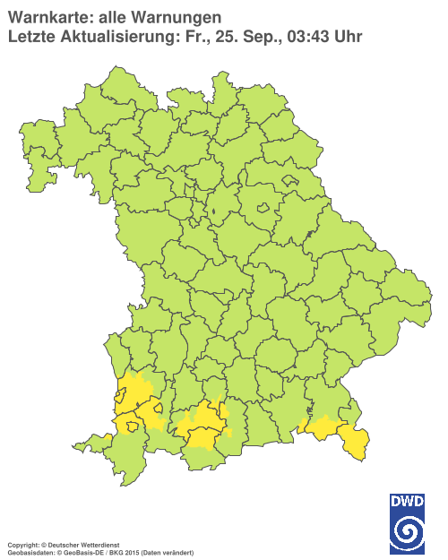 Aktuelle Warnkarte: Bayern