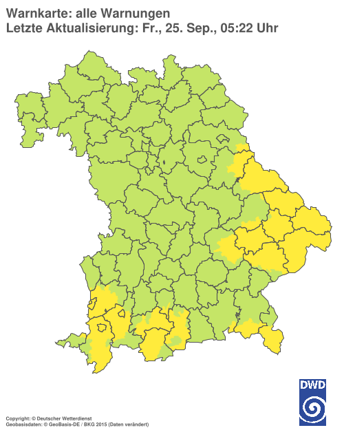 Aktuelle Warnkarte: Bayern
