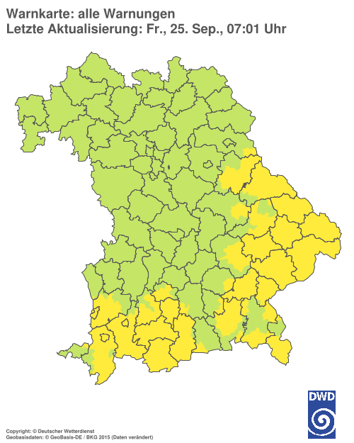 Aktuelle Warnkarte: Bayern