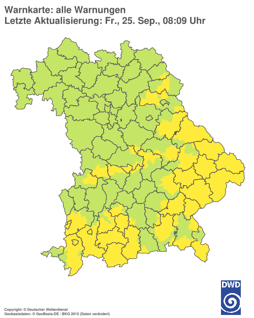 Aktuelle Warnkarte: Bayern