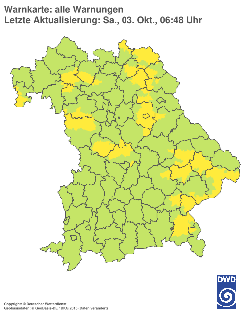 Aktuelle Warnkarte: Bayern