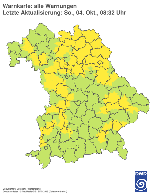 Aktuelle Warnkarte: Bayern