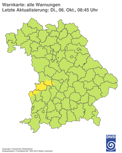 Aktuelle Warnkarte: Bayern