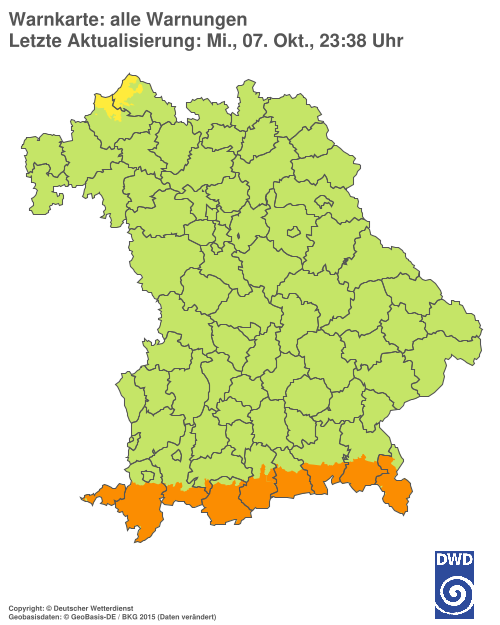 Aktuelle Warnkarte: Bayern