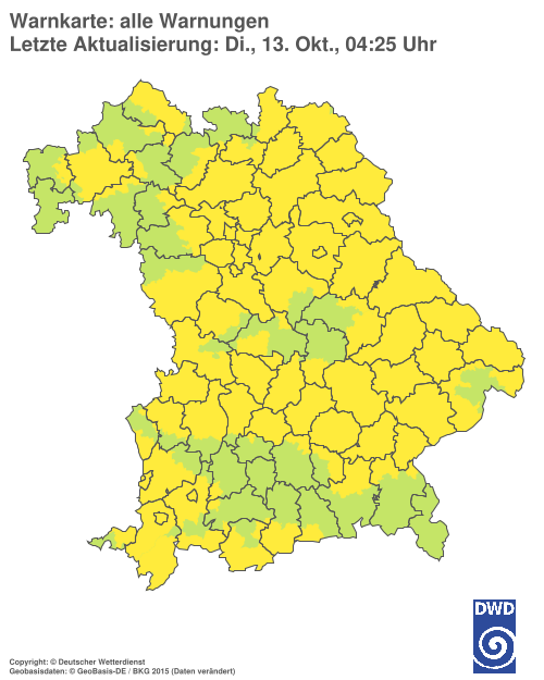 Aktuelle Warnkarte: Bayern