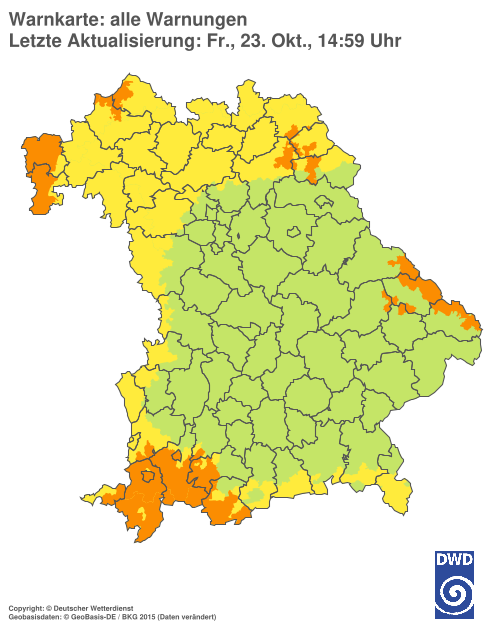 Aktuelle Warnkarte: Bayern