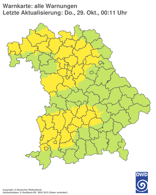 Aktuelle Warnkarte: Bayern